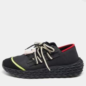 Pre Owned Giuseppe Zanotti Black Mesh and Leather Urchin Sneakers Size 38