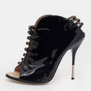 Pre Owned Giuseppe Zanotti Black Patent Leather Booties Size 39.5