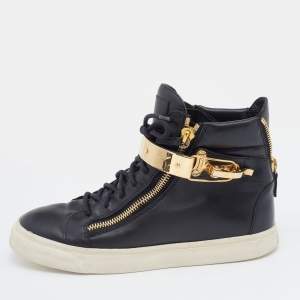 Pre Owned Giuseppe Zanotti Black Leather High Top Sneakers Size 42