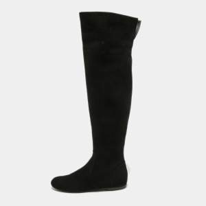 Pre Owned Giuseppe Zanotti Black Suede Knee Length  Boots Size 40