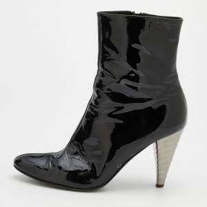 Giuseppe Zanotti Black Patent Leather Ankle Length Boots Size 37.5