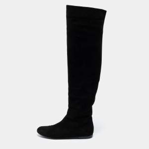 Pre Owned Giuseppe Zanotti Black Suede Knee Length Boots Size 37