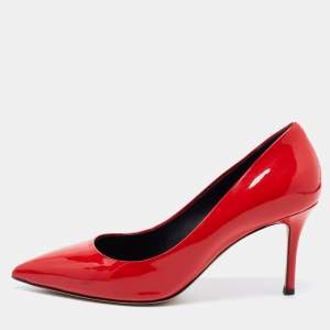 Pre Owned Giuseppe Zanotti Red Patent Leather Pointed Toe Pumps Size 36