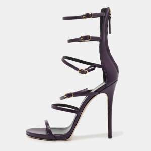 Pre Owned Giuseppe Zanotti Purple Leather Margaret Sandals Size 40