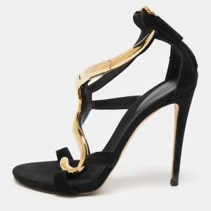 Pre Owned Giuseppe Zanotti Black Leather Venere Sandals Size 37.5