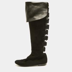 Giuseppe Zanotti Black Suede Over The Knee Length Boots Size 40.5 