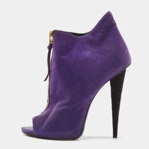 Pre Owned Giuseppe Zanotti Purple Nubuck Leather Ankle Boots Size 38.5