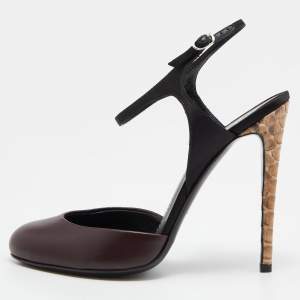 Pre Owned Giuseppe Zanotti Multicolor Satin,Leather and Python Ankle Strap Sandal Size 37