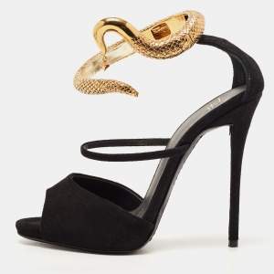 Pre Owned Giuseppe Zanotti Black Suede Nirvana Ankle Strap Sandals Size 35