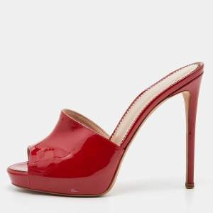 Pre Owned Giuseppe Zanotti Red Patent Leather Nettie Sandals Size 37