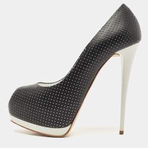 Pre Owned Giuseppe Zanotti Black Leather Peep Toe Pumps Size 38.5