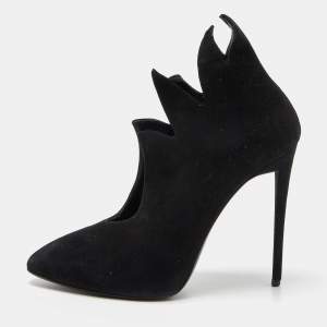 Pre Owned Giuseppe Zanotti Black Suede Booties Size 37