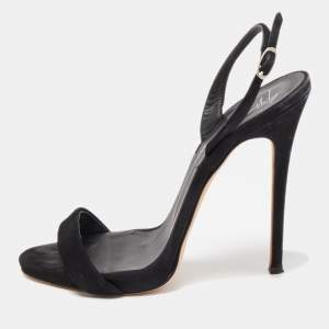 Pre Owned Giuseppe Zanotti Black Suede Sophie Slingback Sandals Size 38