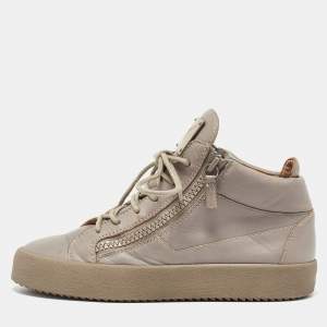 Pre Owned Giuseppe Zanotti Grey Leather Kriss High Top Sneakers Size 41