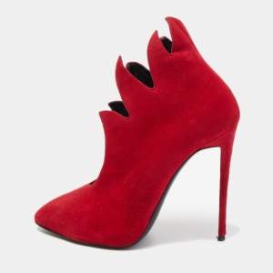 Giuseppe Zanotti Red Suede Ankle Booties Size 37