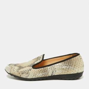 Giuseppe Zanotti Two Tone Python Embossed Leather Smoking Slippers Size 35.5