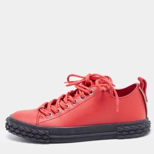 Giuseppe Zanotti Red Leather Blabber Jellyfish Low Top Sneakers Size 38