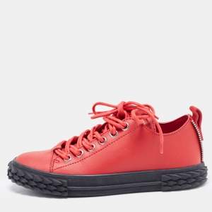 Pre Owned Giuseppe Zanotti Red Leather Blabber Jellyfish Low Top Sneakers Size 38