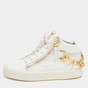Pre Owned Giuseppe Zanotti White Patent Leather High Top Sneakers Size 38