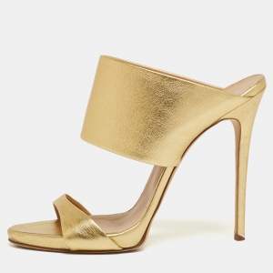 Pre Owned Giuseppe Zanotti Gold Leather Andrea Sandals Size 42