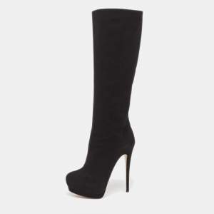 Pre Owned Giuseppe Zanotti Black Suede Knee Length Boots Size 36