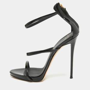 Pre Owned Giuseppe Zanotti Black Patent Leather Harmony Sandals Size 39