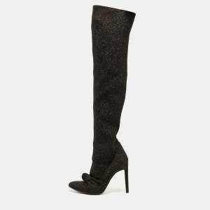 Giuseppe Zanotti Black Glitter  Knee Length Boots Size 39