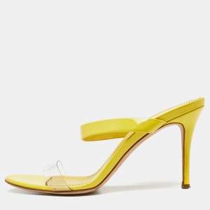 Giuseppe Zanotti Yellow Patent Leather Slide Sandals Size 39