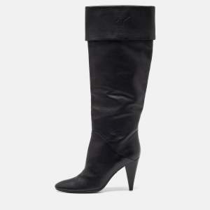 Pre Owned Giuseppe Zanotti Black Leather Knee Length Boots Size 40