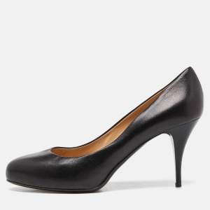 Giuseppe Zanotti Black Leather Round Toe Pumps Size 39