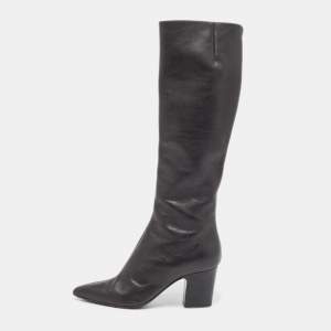 Pre Owned Giuseppe Zanotti Black Leather Knee Length Boots Size 37