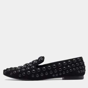 Giuseppe Zanotti Black Suede Studded Smoking Slippers Size 37