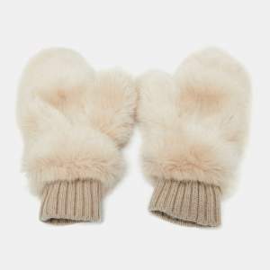 Givenchy Ivory Cashmere & Faux Fur Mittens