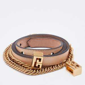 Givenchy Beige Turn-lock Smooth Leather Chain Belt 70 CM