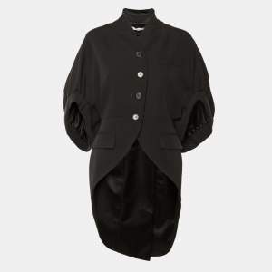 Pre Owned Givenchy Black Wool Button Front Asymmetric Hem Jacket M