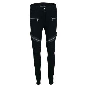 Givenchy Black Knit Zip Detail Moto Jeggings S