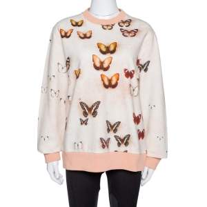 Givenchy Peach Butterfly Print Cotton Crew Neck Jumper M