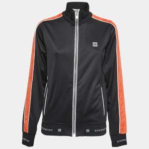 Givenchy Black Knit Side-Stripe Logo Zip Front Jacket M
