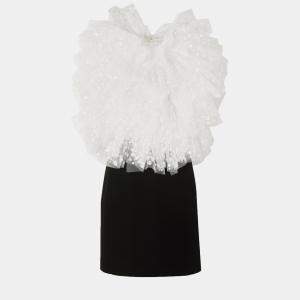 Givenchy White/Black Tulle & Crepe Mini Dress L (FR 40)