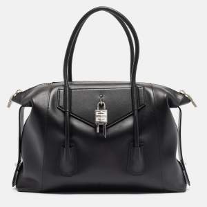 Givenchy Black Leather Medium Antigona Lock Soft Tote