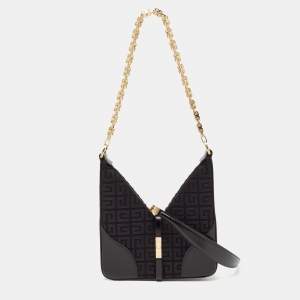 Givenchy Black Denim and Leather Small Cut Out Chain Bag 