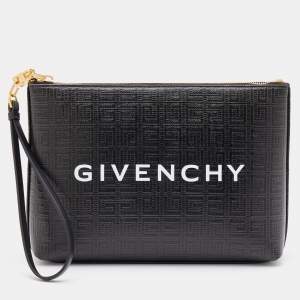 Givenchy Black Monogram Coated Canvas Logo Detail 4G Pouch
