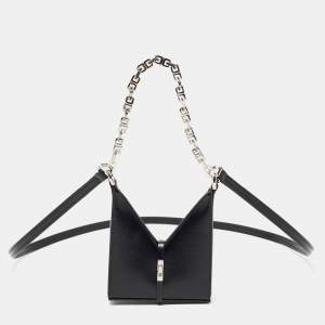 Pre Owned Givenchy Black Leather Micro Cut Out Bag