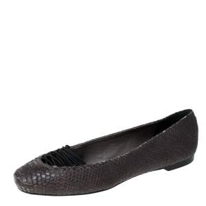 Givenchy Grey Python Embossed Leather Ballet Flats Size 38.5