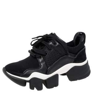 مملوكة مسبقًا Givenchy Black Neoprene and Suede Jaw Low Top Sneakers Size 36