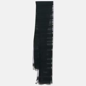 Givenchy Black Logo Patterned Silk Blend Scarf