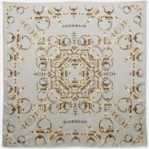 Givenchy Light Blue Printed Silk Square Scarf 