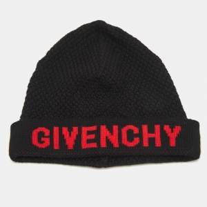 Givenchy Black Logo Intarsia Wool Knit Beanie 