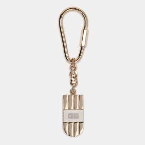 Pre Owned Givenchy Gold Tone Metal Charm Key Holder 