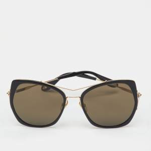 Pre Owned Givenchy Black/Gold Tone GV7031/S Cat Eye Sunglasses